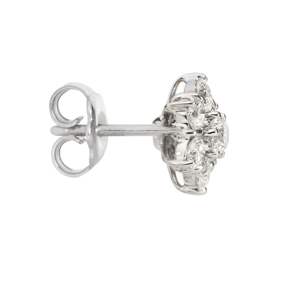 18ct White Gold Daisy Cluster Diamond Earrings - Image 4