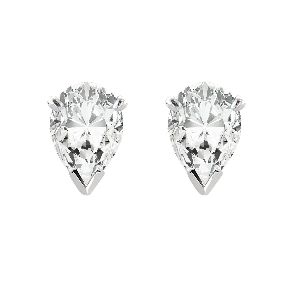 18ct White Gold Pear shaped Diamond Earrings - Image 3