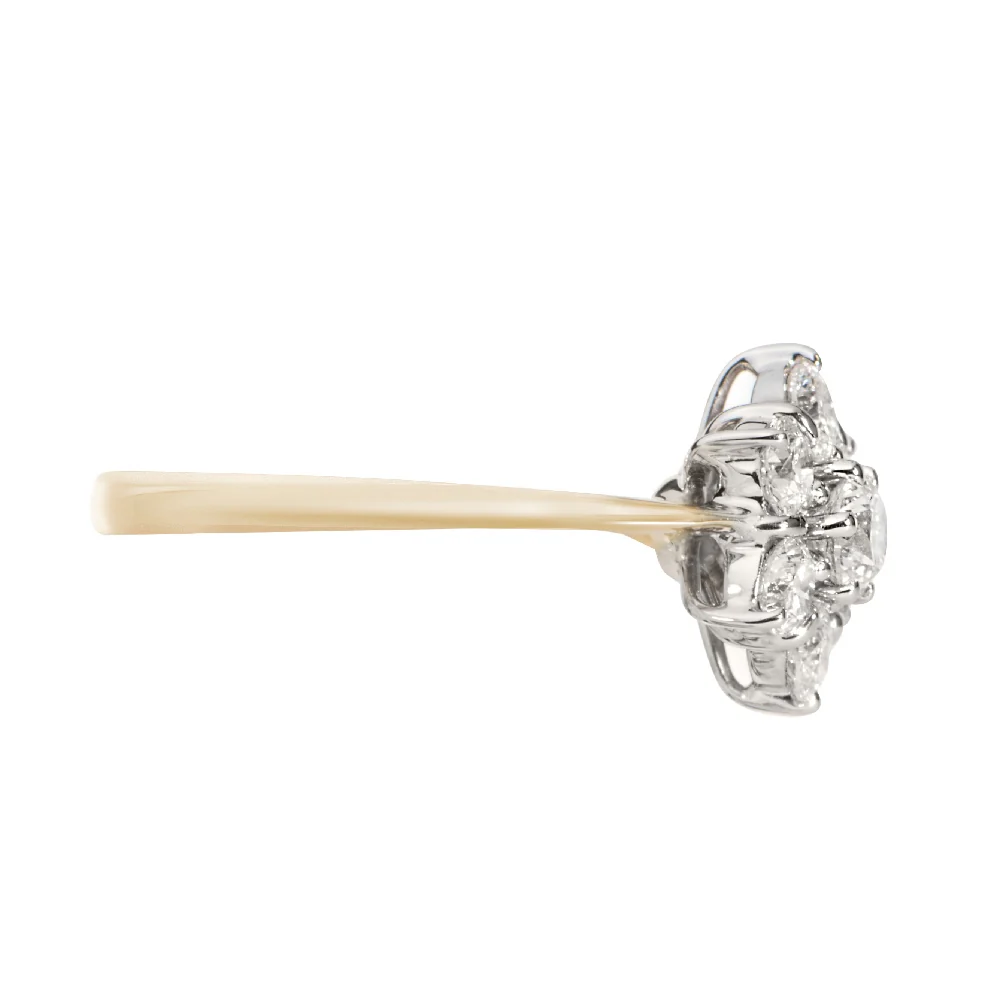 18ct Yellow Gold Daisy Cluster Diamond Ring - Image 3