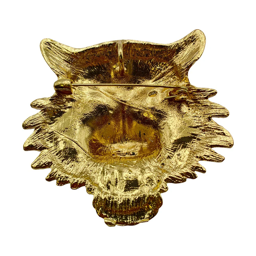 1970's Gold Tone Tigers Head Brooch - Image 2