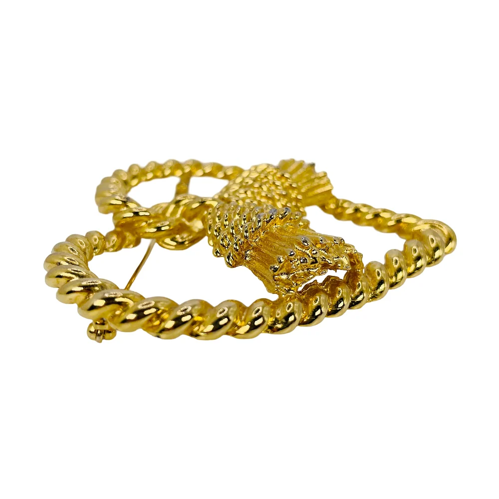 1980's Gold Tone Heart Rope Brooch - Image 2
