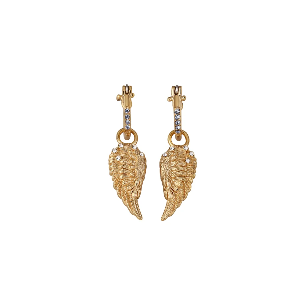 Angel Wing Earrings with Blue & Clear Stones - Image 3