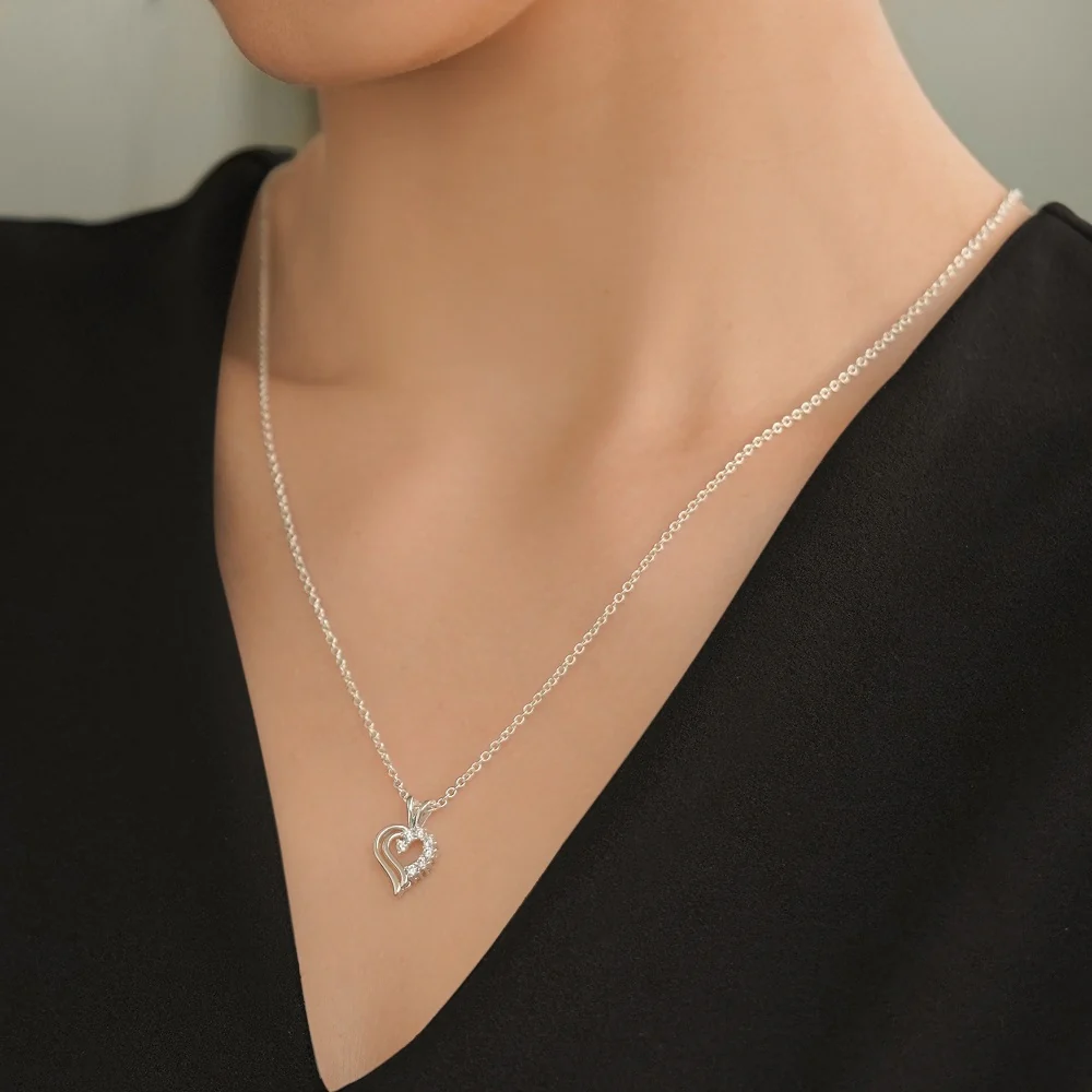 Double Heart Cubic Zirconia Pendant - Image 2