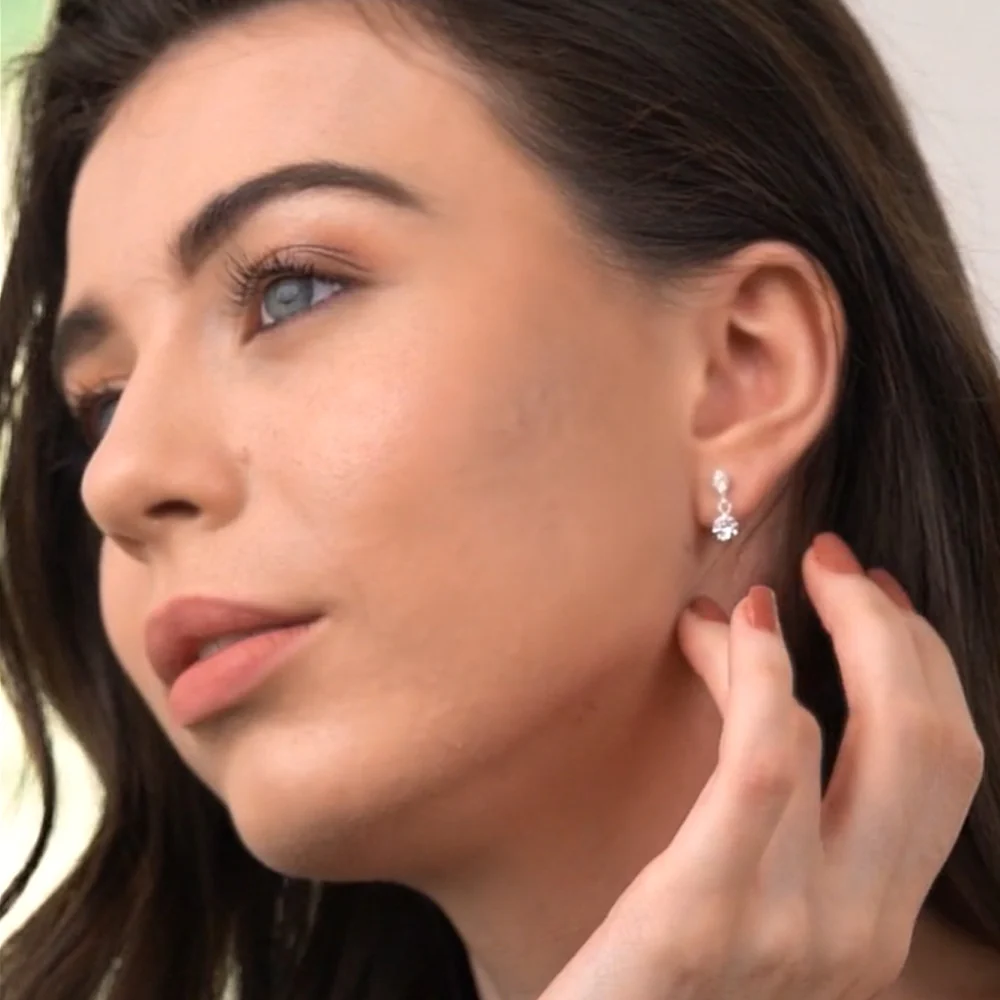 Drop Earrings Clear Stone - Image 3