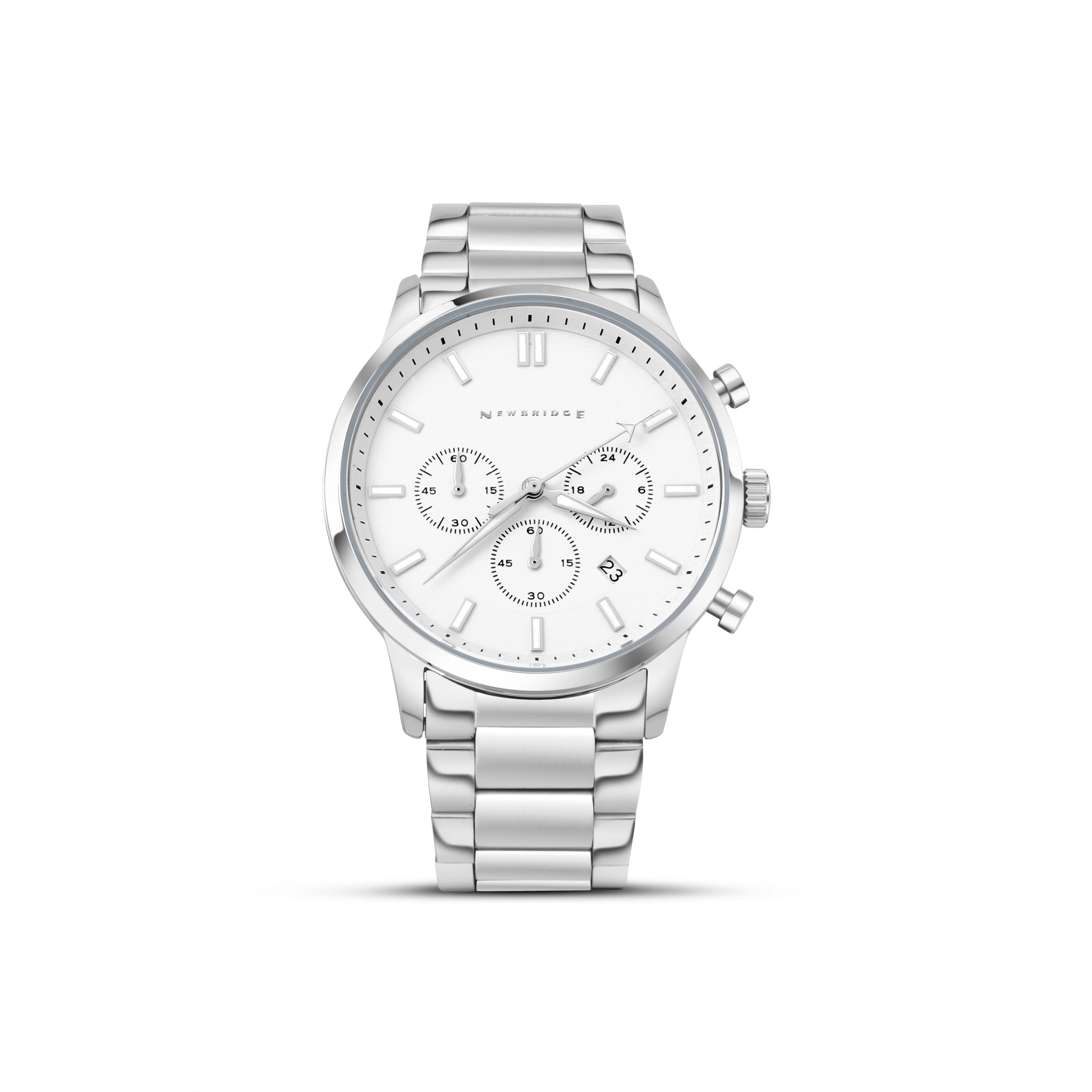 Gents Silver Plated Chronograph Watch White Face - Image 4