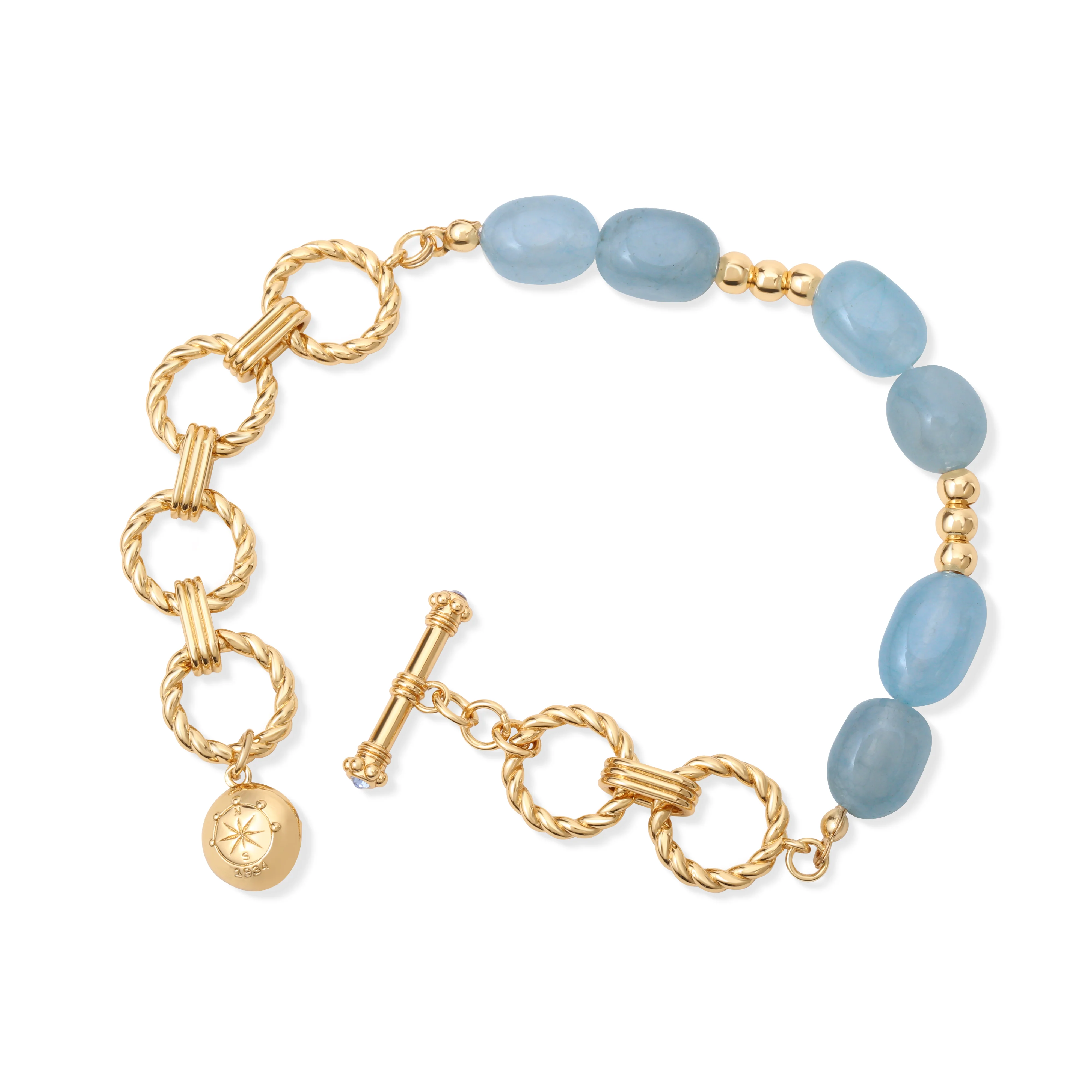 Gold Plated Blue Stone Sappho Bracelet - Image 3