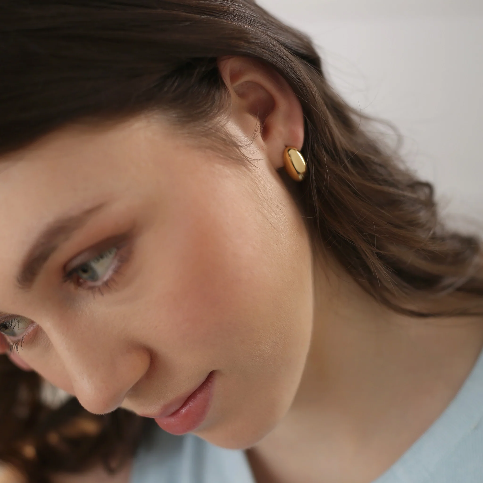 Gold Plated Dome Mini Hoop Earrings - Image 4