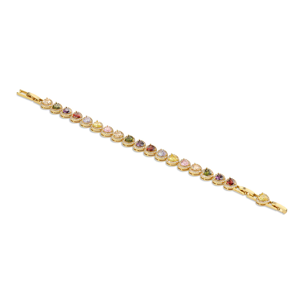 Gold Plated Heart Coloured CZ Bracelet - Image 3