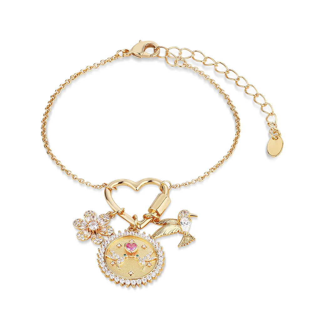 Gold Plated Hummingbird Charm Bracelet - Image 3