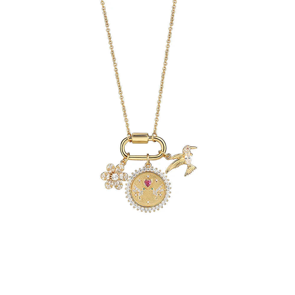 Gold Plated Hummingbird Charm Necklace - Image 3