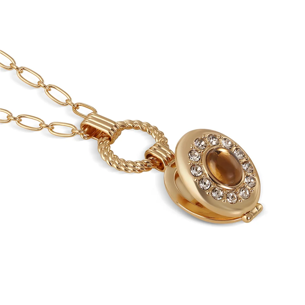 Gold Plated Locket with Topaz Stone - Image 3