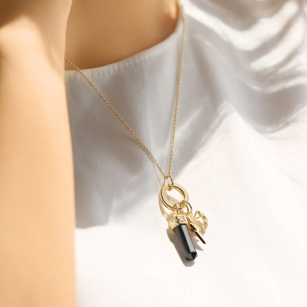 Gold Plated Pendant with Charms - Image 4