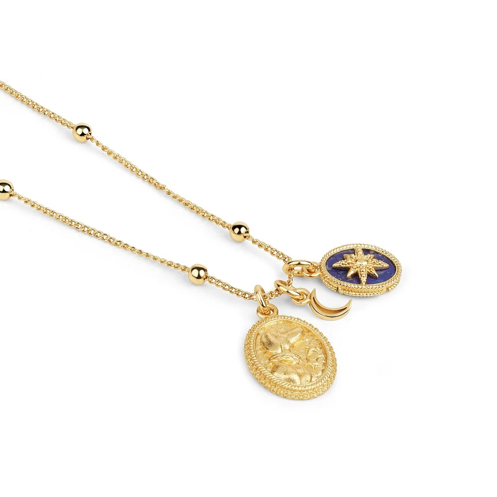 Gold Plated Pendant with Lapis Lazuli Charm - Image 4