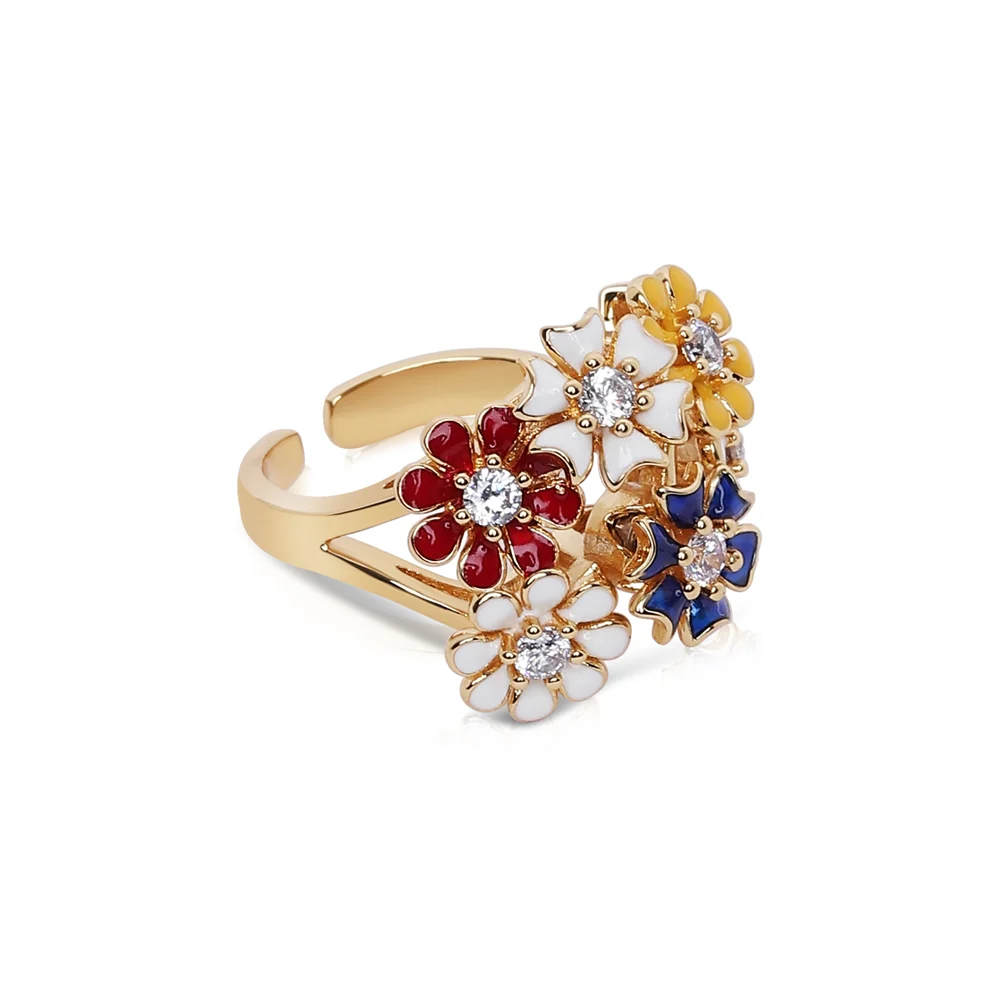 Gold Plated Revolving Cluster Floral Ring - Image 3