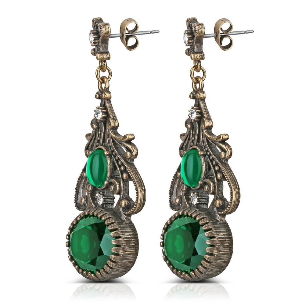 Green Stone FOB Earrings - Image 4