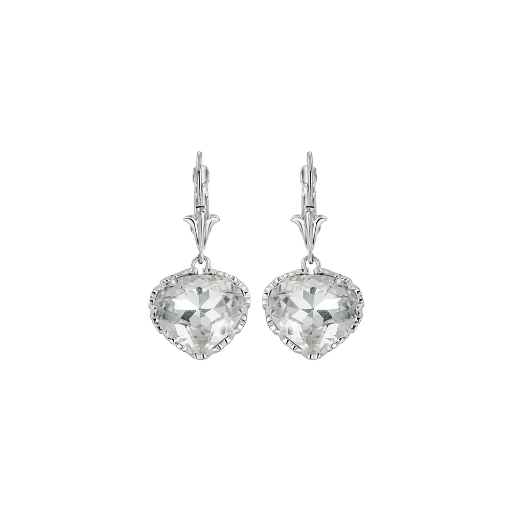 Heart Earrings with Clear Stone - Image 3