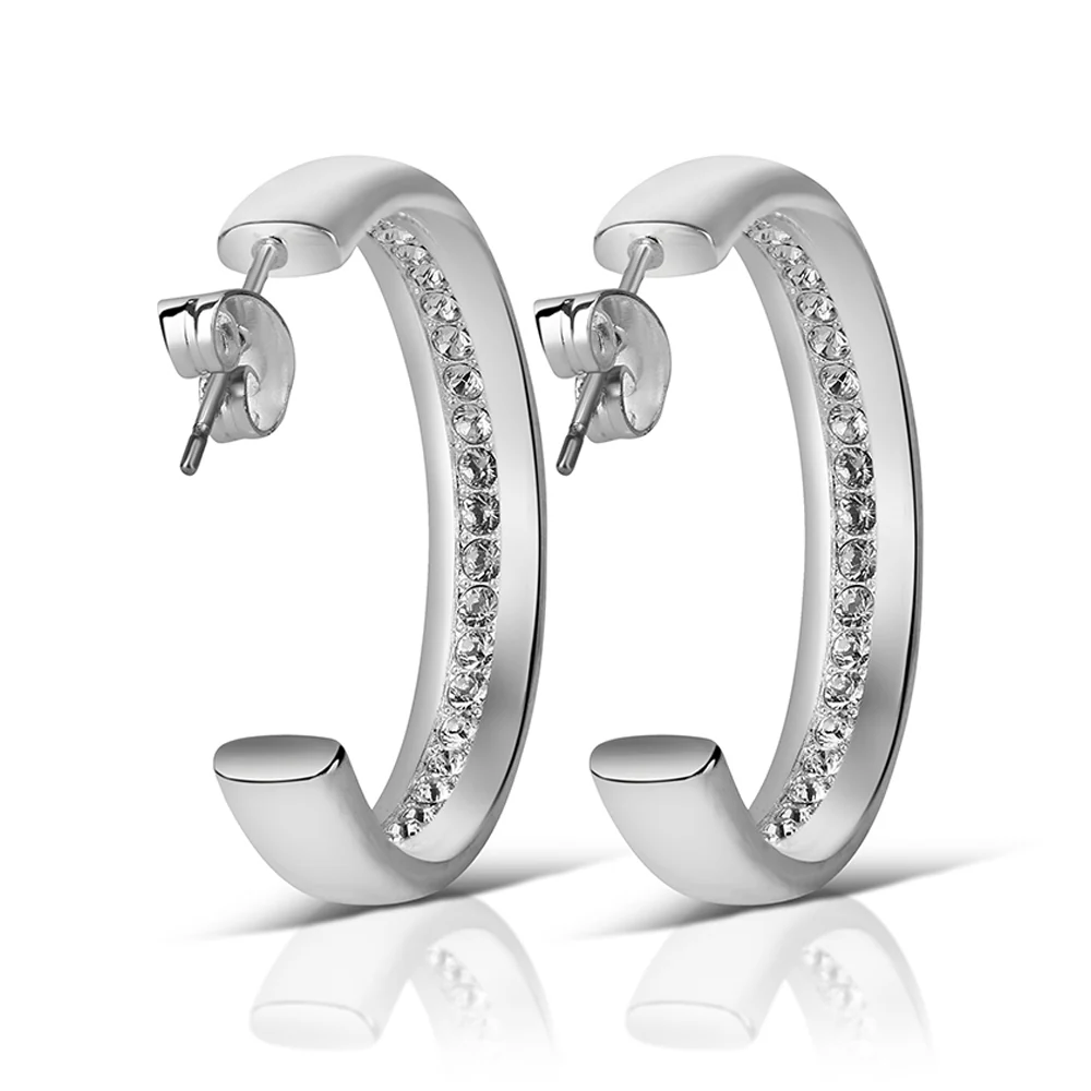 Hoop Earrings with Clear Stones - Image 3