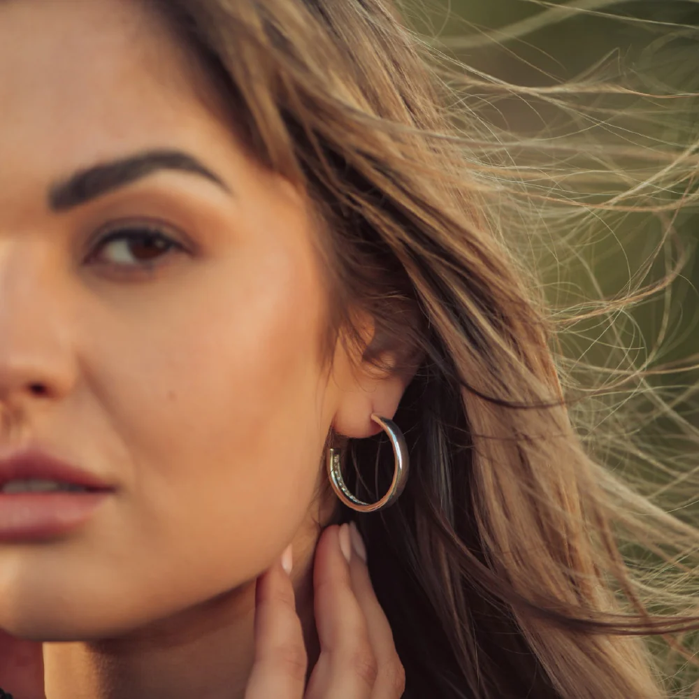 Hoop Earrings with Clear Stones - Image 4