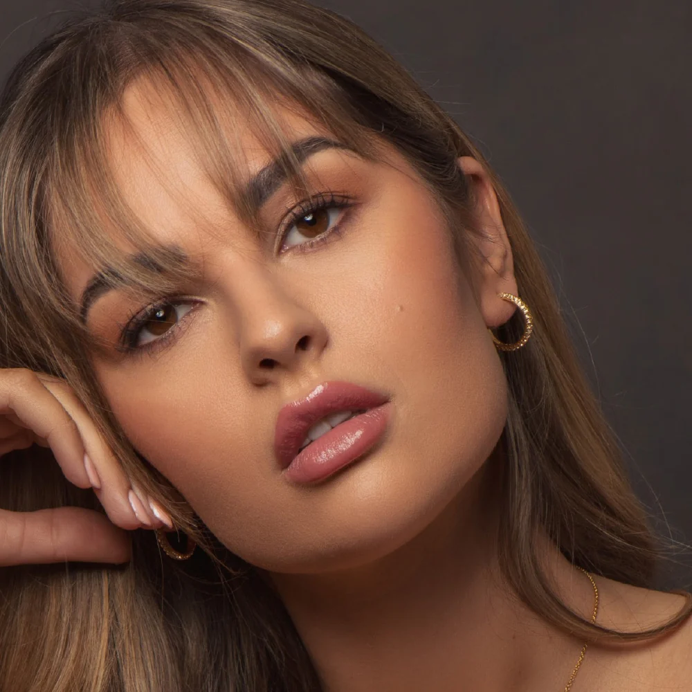 Hoop Earrings with Golden Honey Stones - Image 4