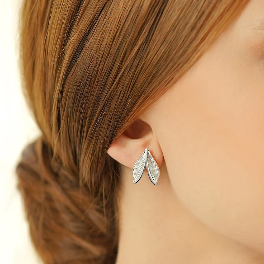 Leaf Stud Earrings - Image 2