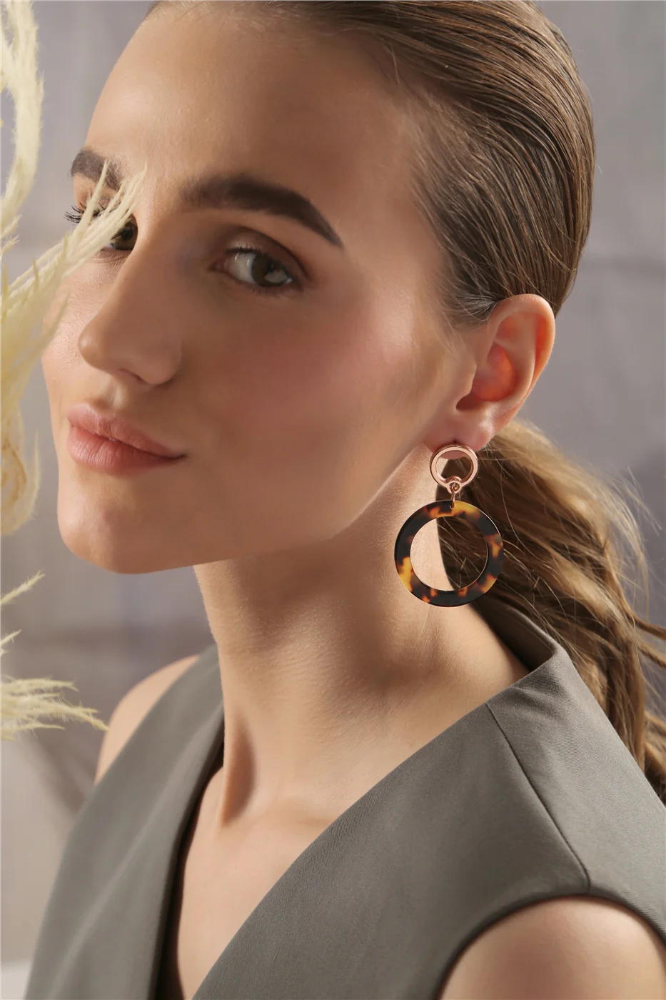 Marbled Tortoise Shell Earrings - Image 2