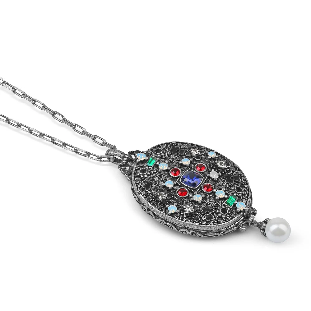 Ornate Locket with Coloured Stones - Image 4