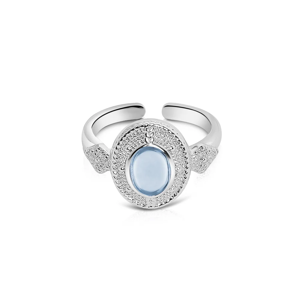 Ornate Ring with Light Blue Stone - Image 3