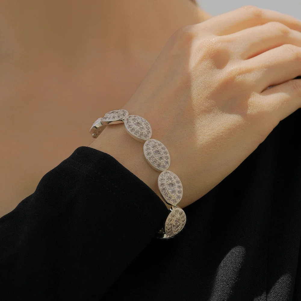 Oval Bracelet with Clear Stones - Image 4