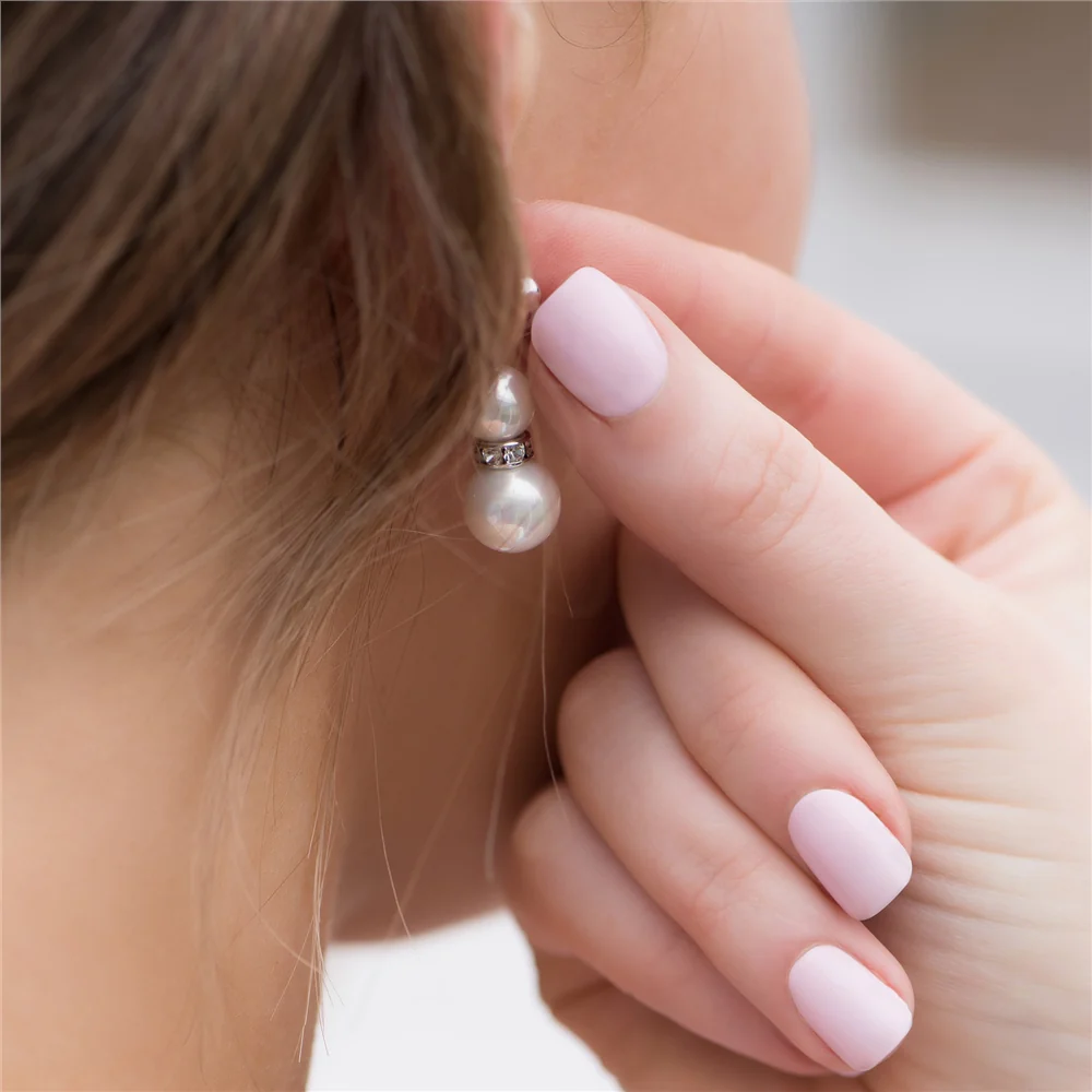Pearl with Crystal Drop Earrings - Image 3