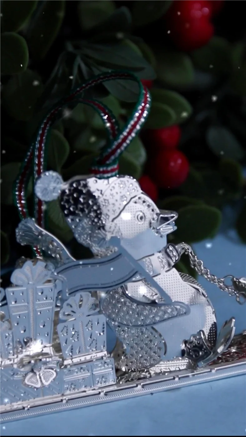 Penguin on Sleigh Christmas Decoration - Image 2
