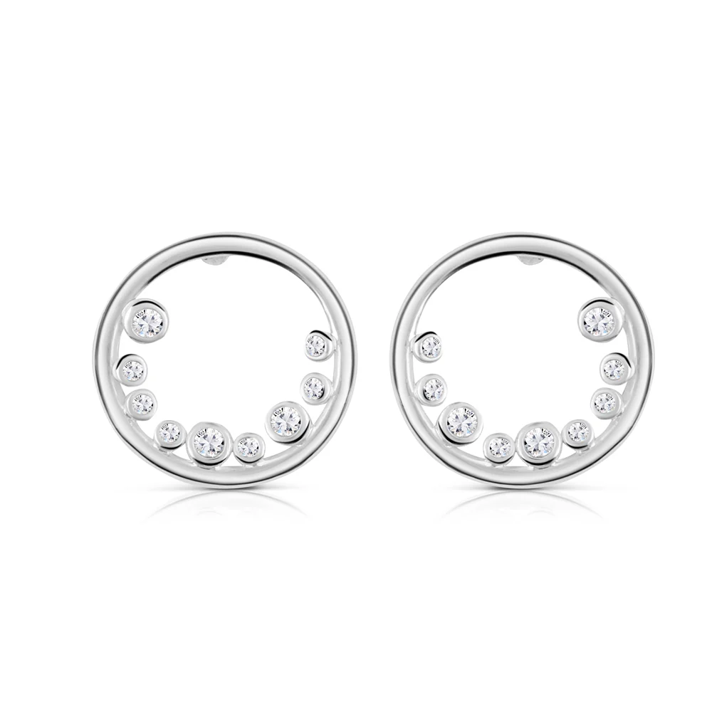 Petite Circular Earrings with Clear Stones - Image 2