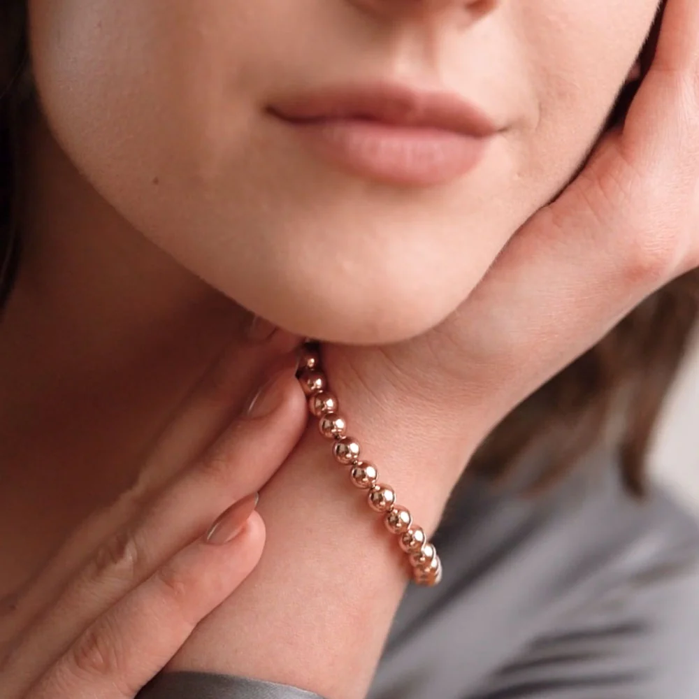 Rose Gold Plate Small Bead Bracelet - Image 2