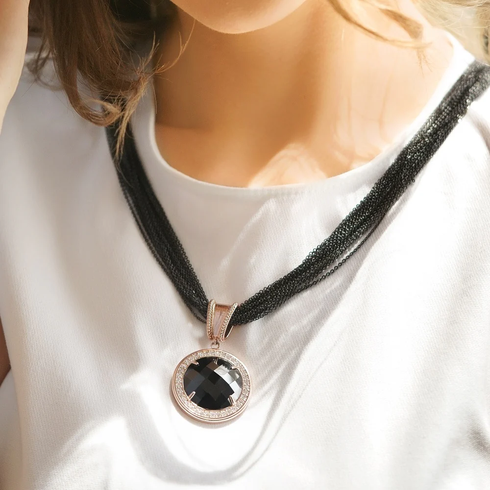 Rose Gold Plated Multi Chain Necklace - Image 2