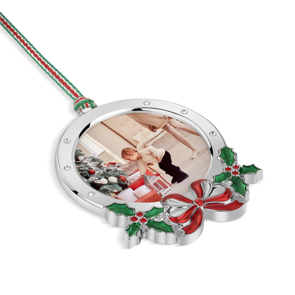 Round Frame with Holly Christmas Tree Decoration - Image 3