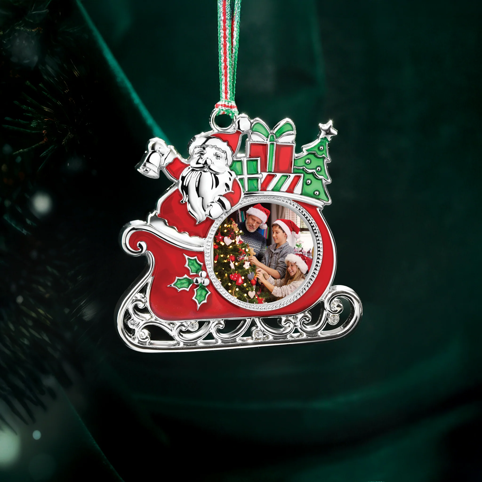 Santa on Sleigh Photoframe Tree Decoration - Image 3