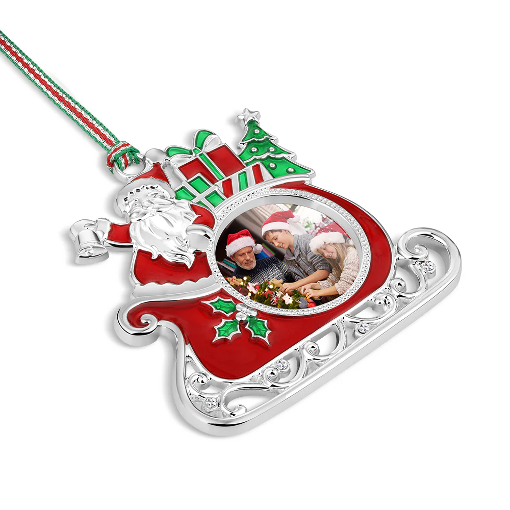 Santa on Sleigh Photoframe Tree Decoration - Image 4