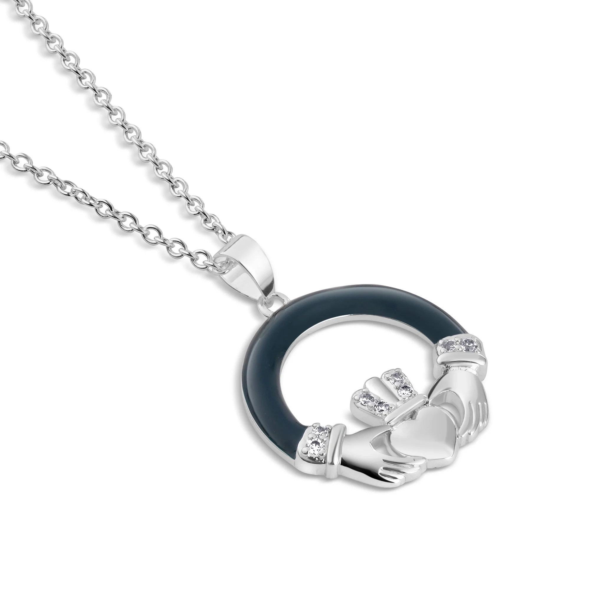 Silver Plated Enamel Claddagh Pendant - Image 2