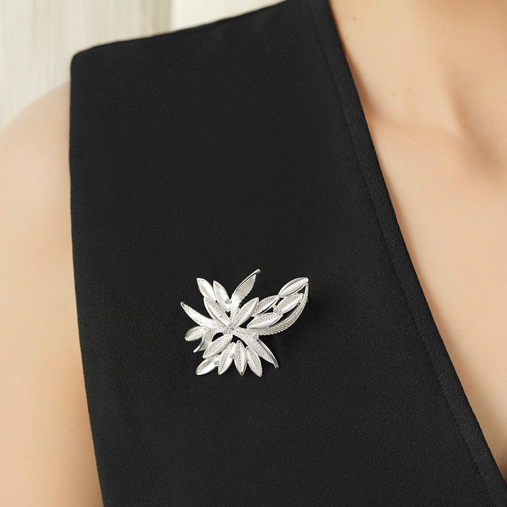 Silver Plated Leaf Brooch - Image 2