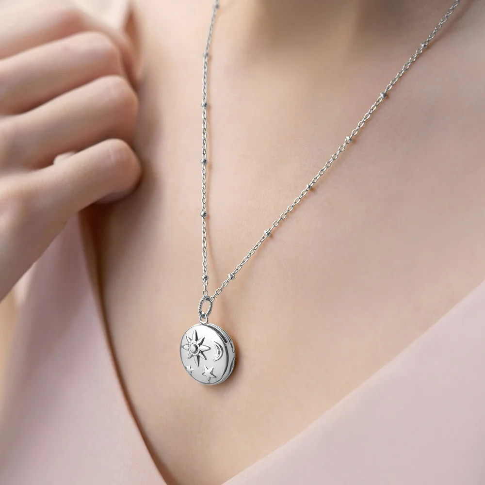 Silver Plated Locket with Sun Moon & Stars - Image 3