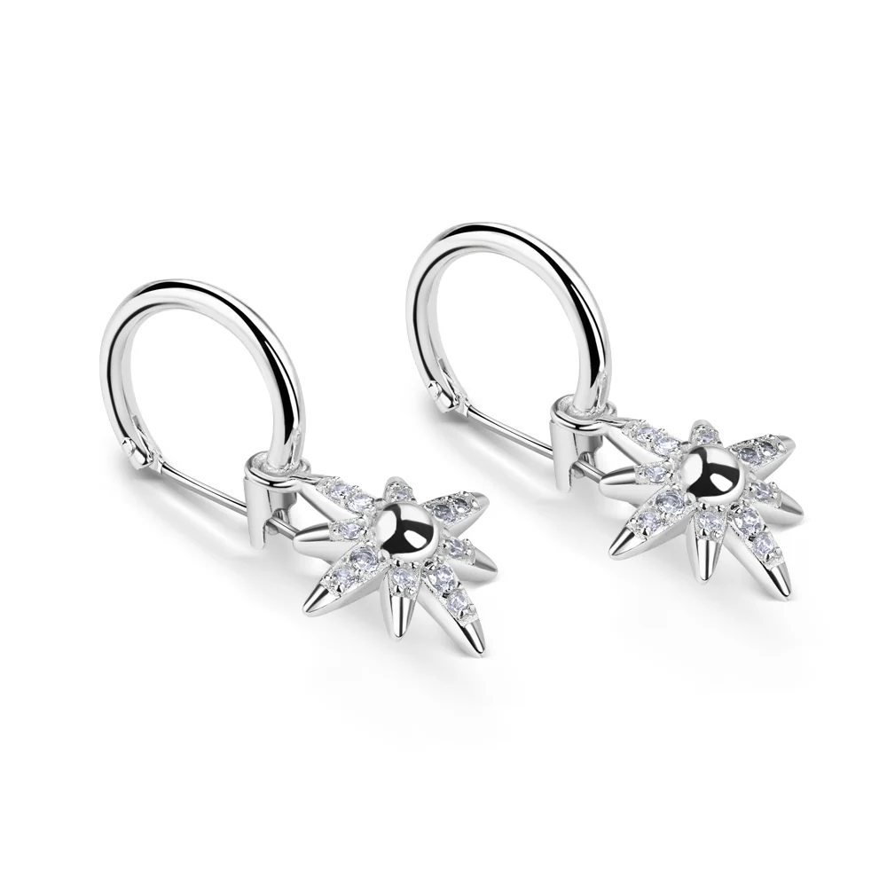 Silver Plated Star Earrings with Clear Stones - Image 3