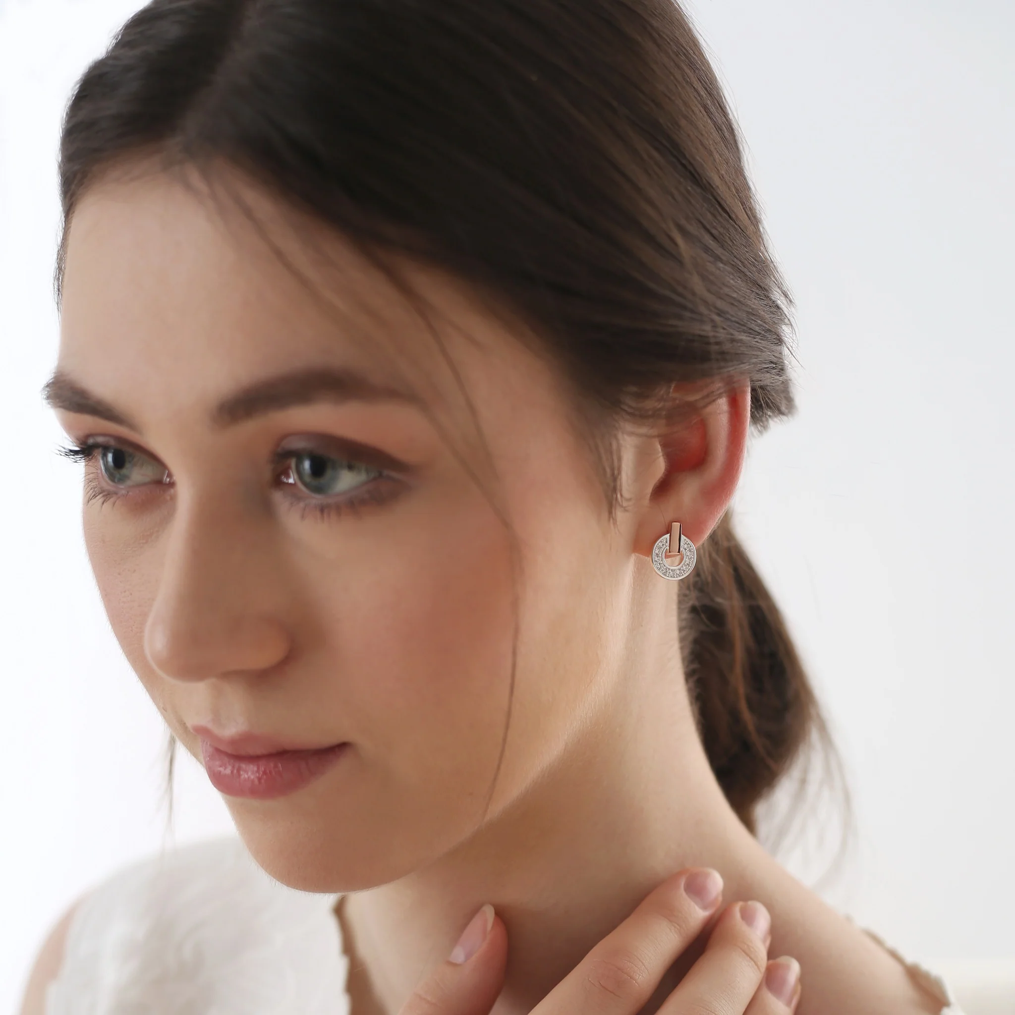 Silver & Rose Gold Plated Tiamo Earrings - Image 4