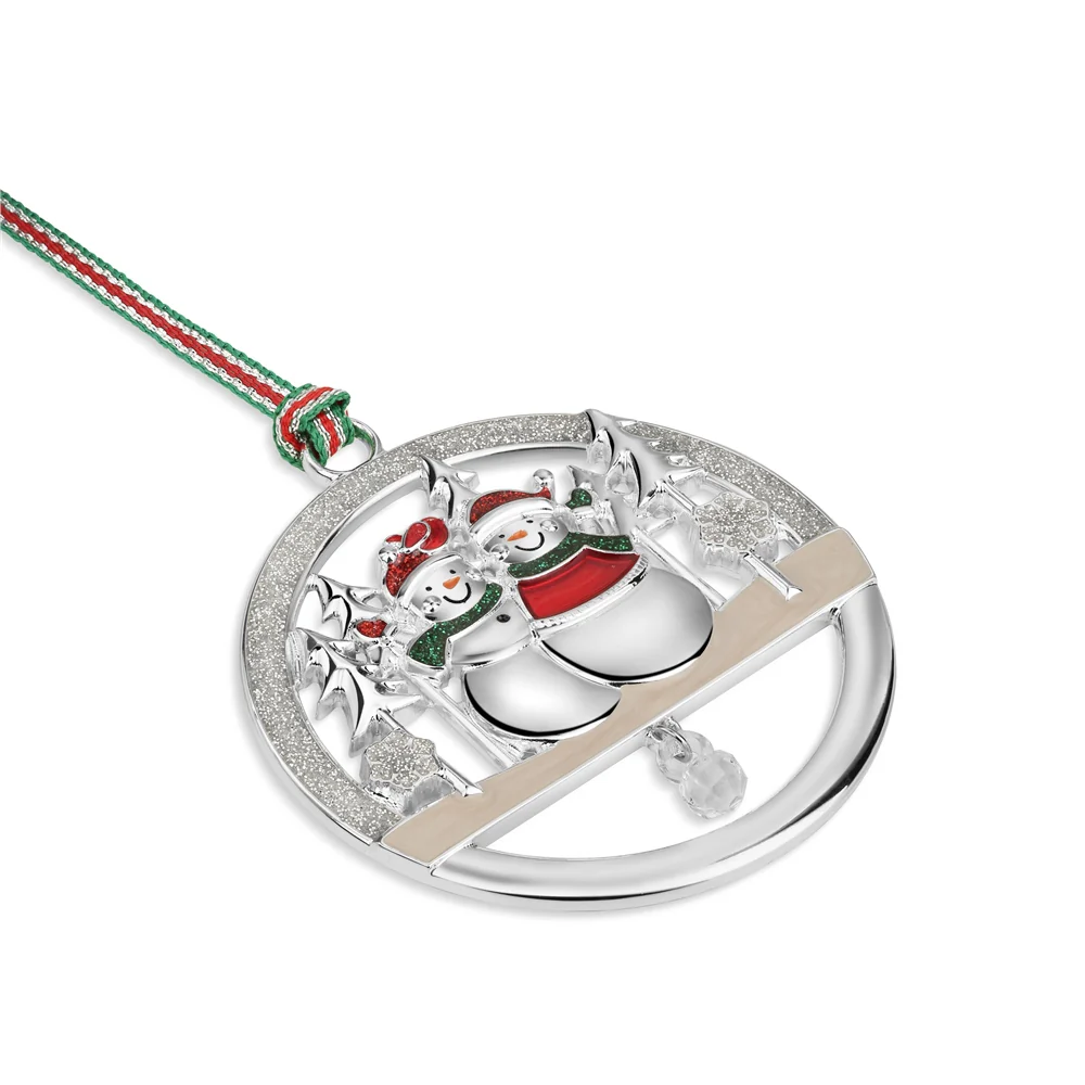 Snowman Couple Round Christmas Tree Decoration - Image 3