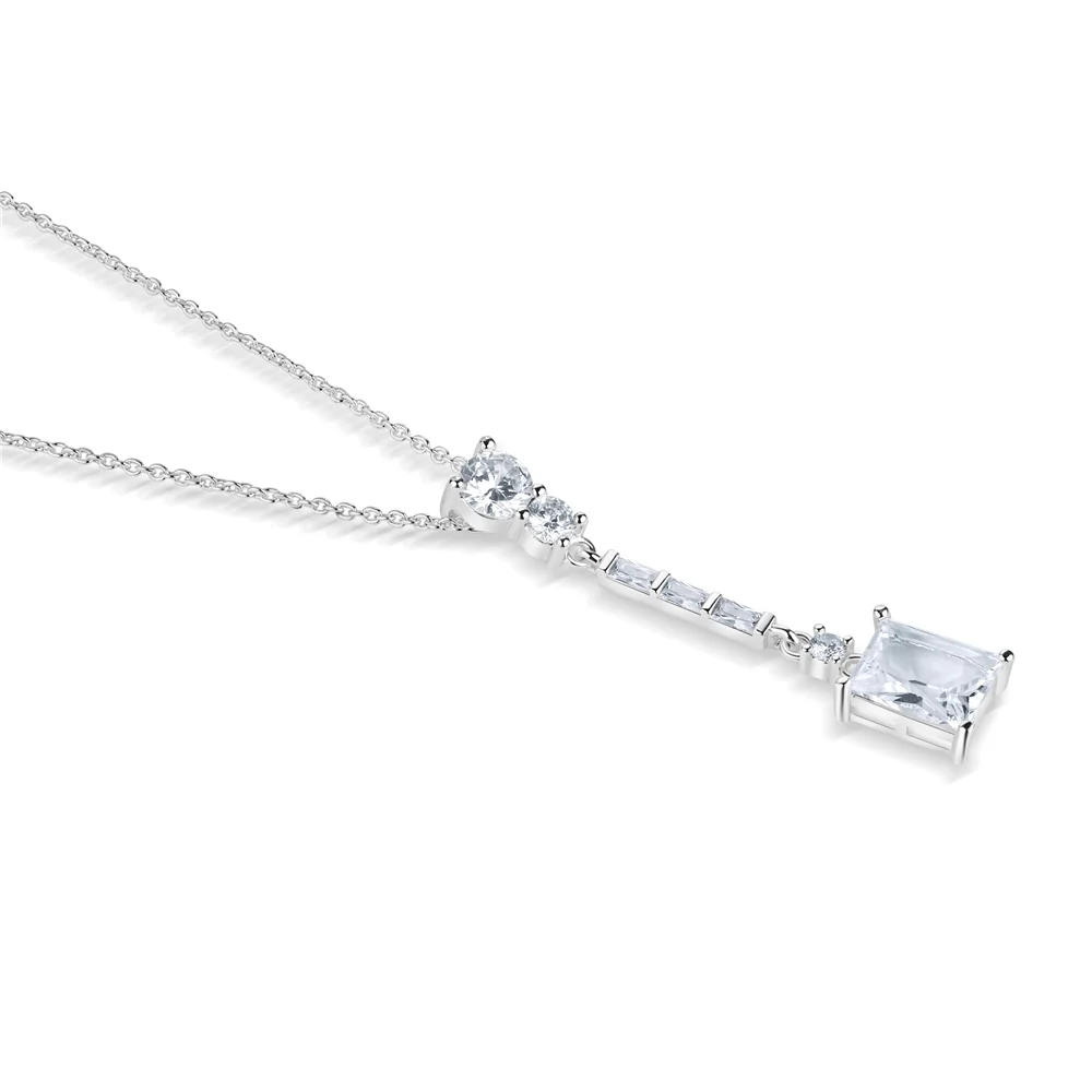 Square Drop Pendant with Clear Stones - Image 4