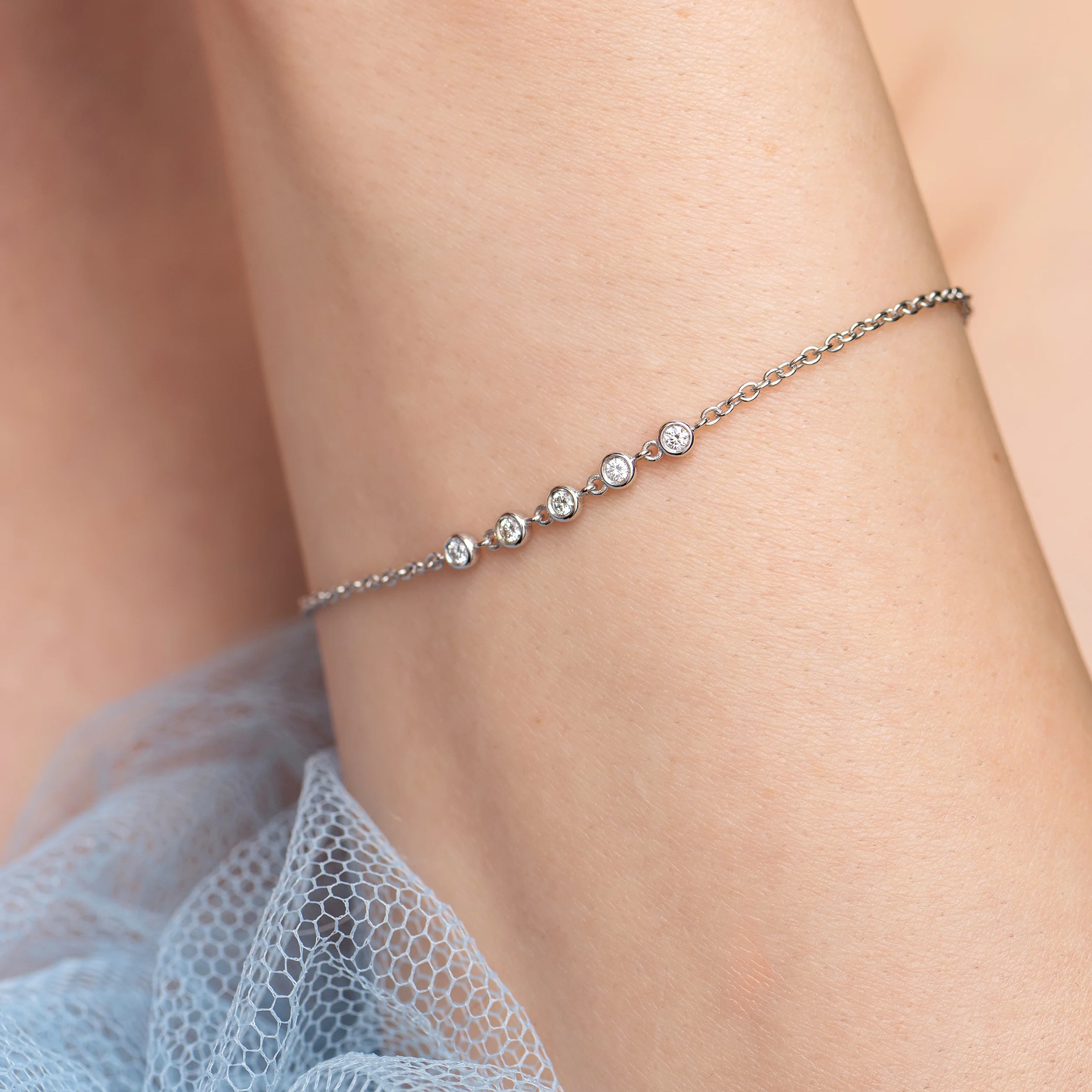 Sterling Silver Bezel Set Lab Grown Diamond Bracelet 0.15ct - Image 2