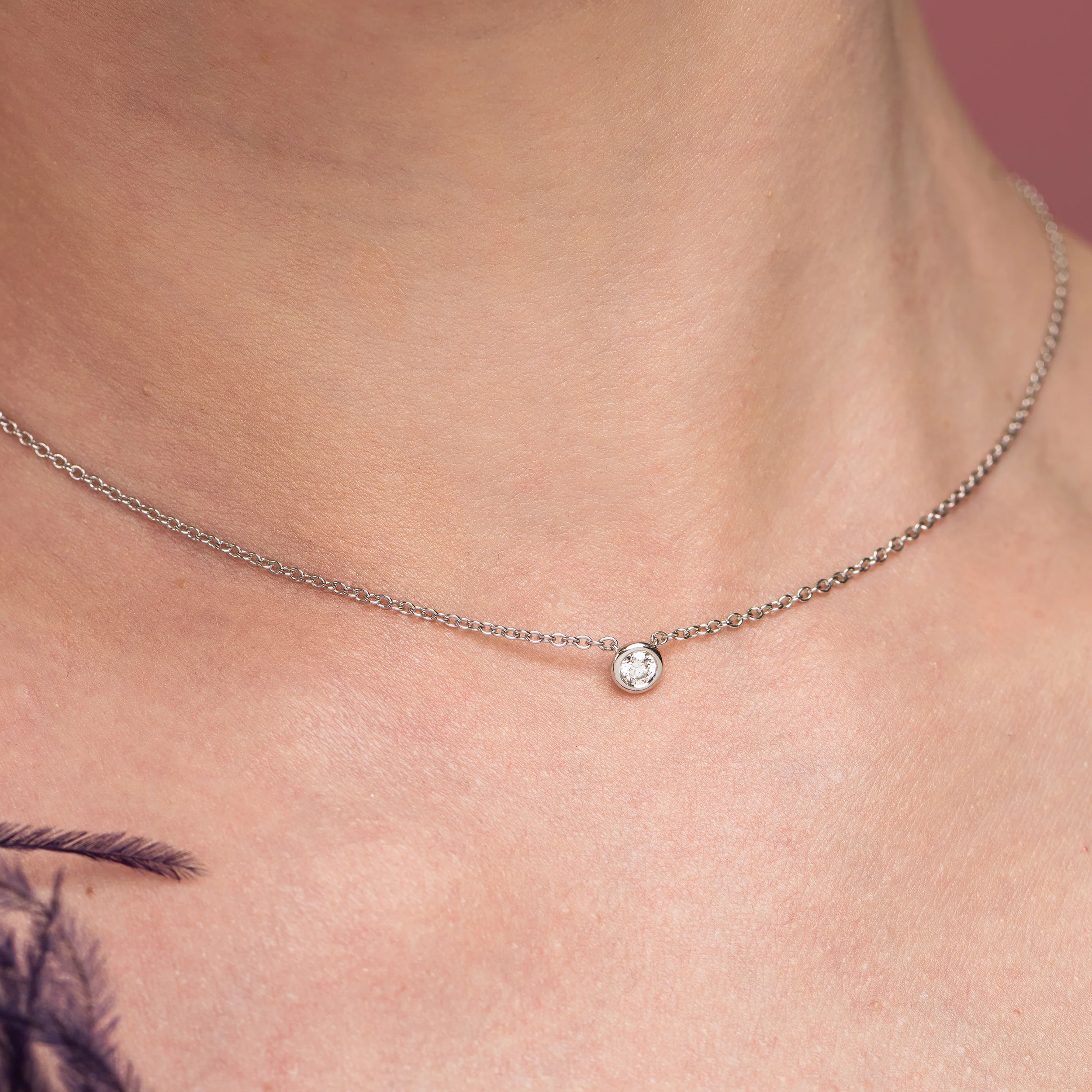 Sterling Silver Bezel Set Lab Grown Diamond Pendant 0.2ct - Image 4