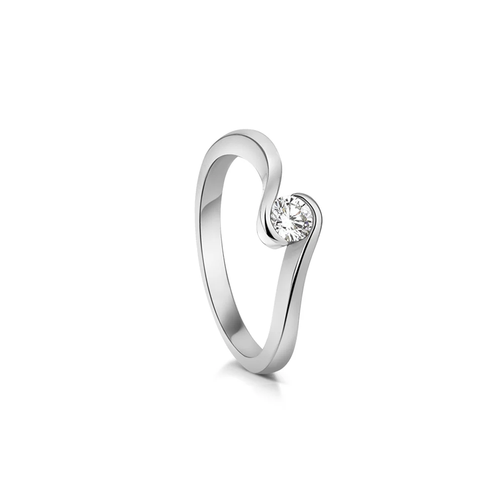Sterling Silver Channel Set Lab Grown Diamond Ring 0.2ct Size N - Image 3