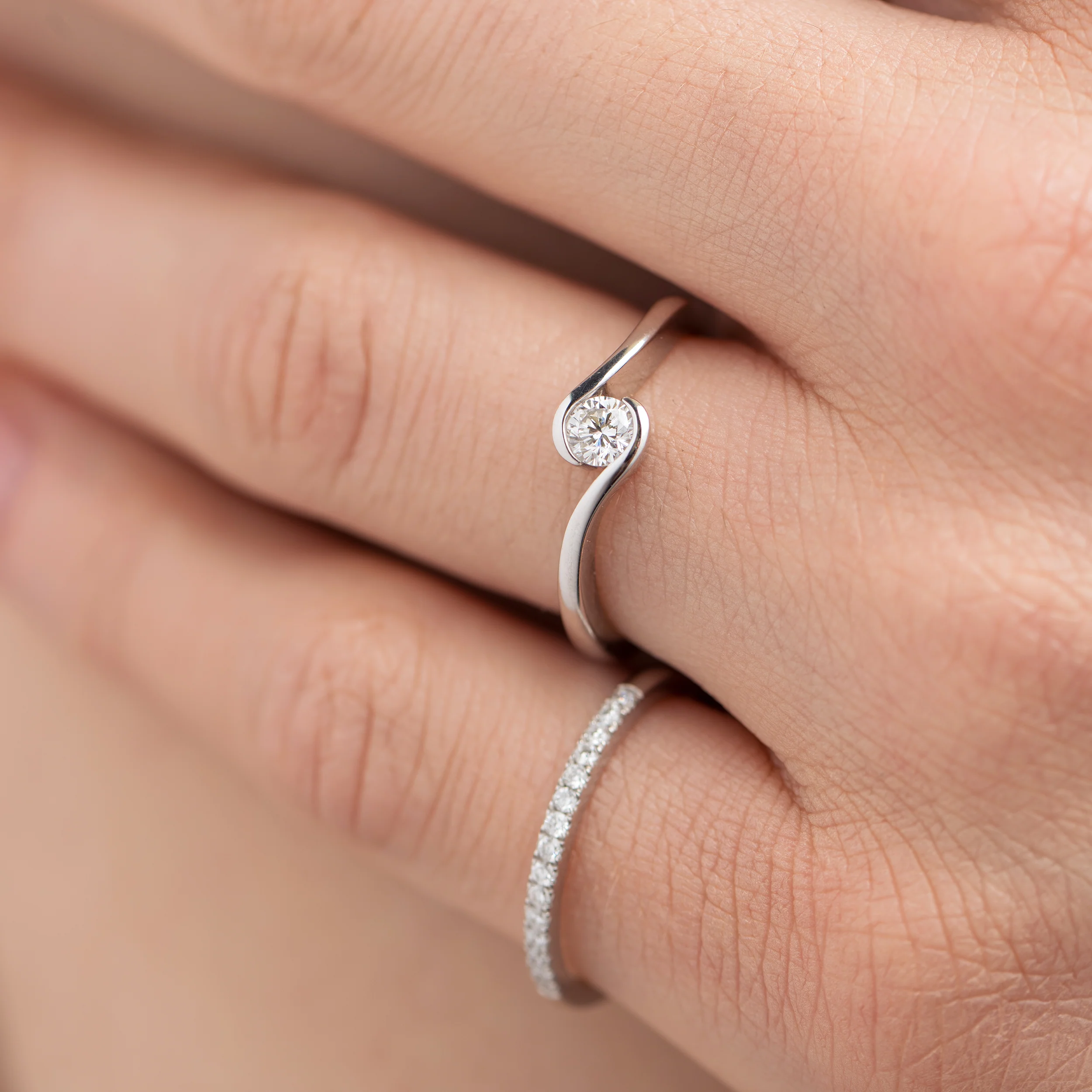 Sterling Silver Channel Set Lab Grown Diamond Ring 0.2ct Size O - Image 4