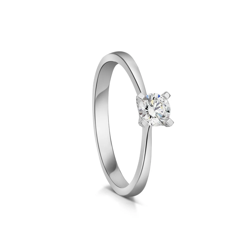 Sterling Silver Solitaire Lab Grown Diamond Ring 0.35ct Size L - Image 3