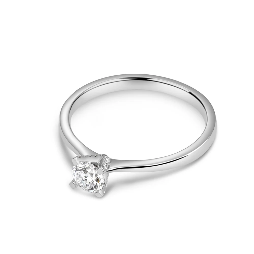 Sterling Silver Solitaire Lab Grown Diamond Ring 0.35ct Size N - Image 3