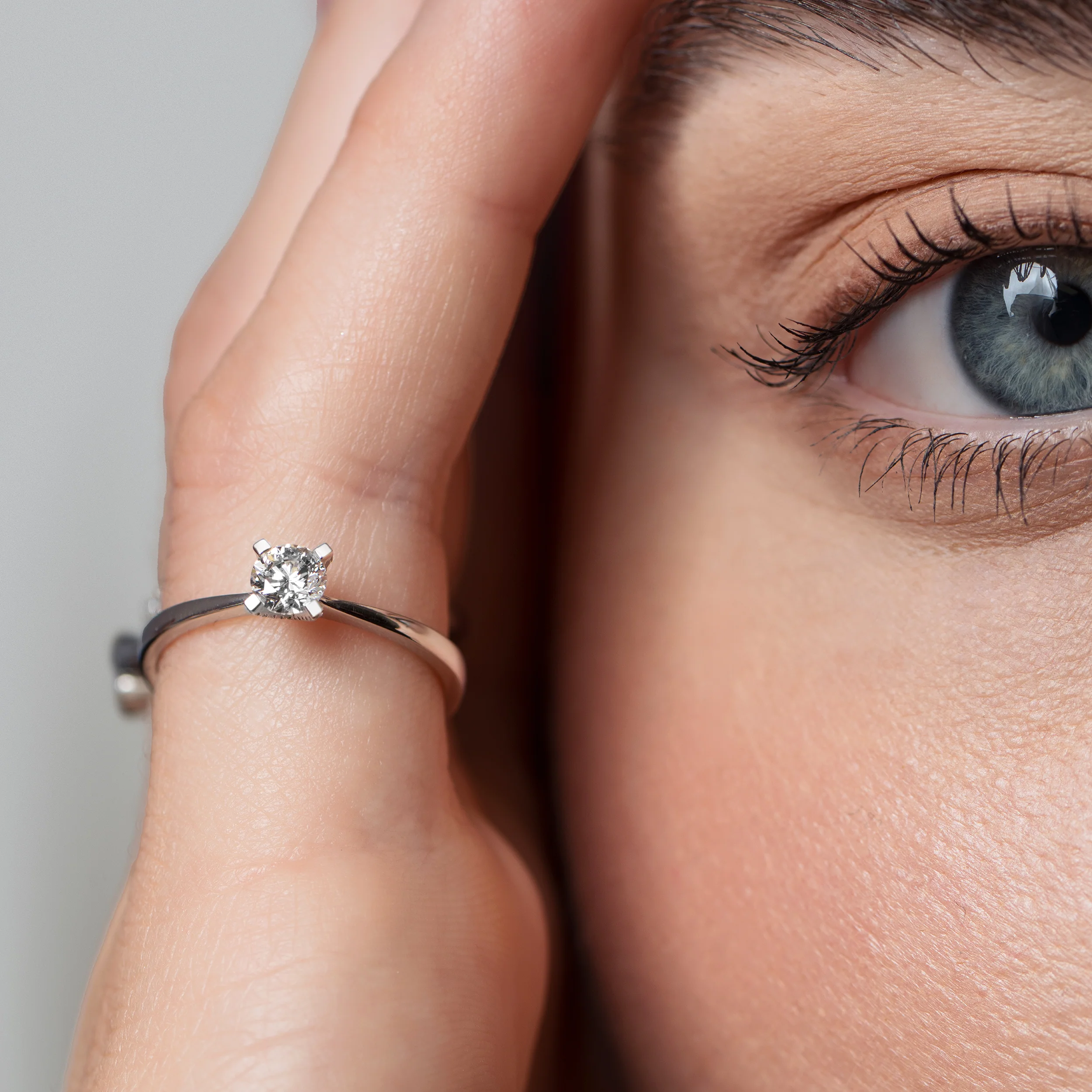 Sterling Silver Solitaire Lab Grown Diamond Ring 0.35ct Size O - Image 2